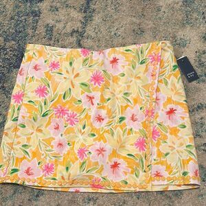 crown & ivy Yellow Floral Skort with Pink Accents